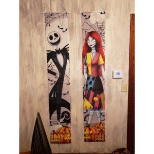 Jack Sally Banners Porch Signs Halloween Decor Christmas Nightmare Banner